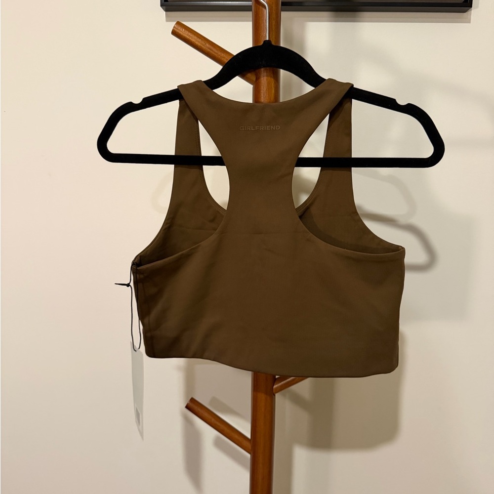 NWT Girlfriend Collective Tan Racerback Sports Bra Size Large - Picture 2 of 4